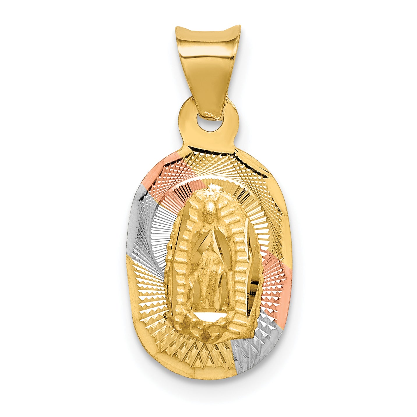 14K w/Rhodium D/C Lady Of Guadalupe Oval Pendant Main image