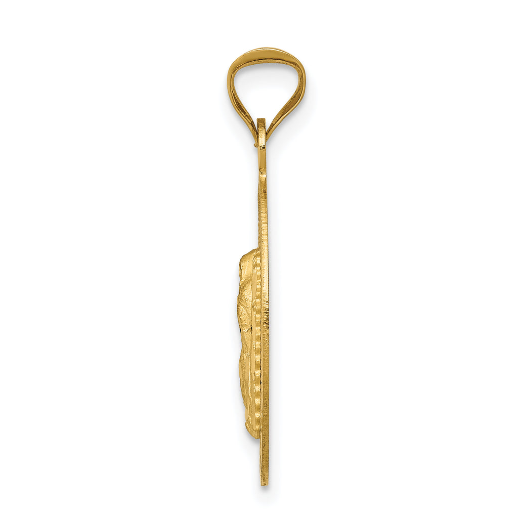 14K w/Rhodium D/C Lady Of Guadalupe Oval Pendant