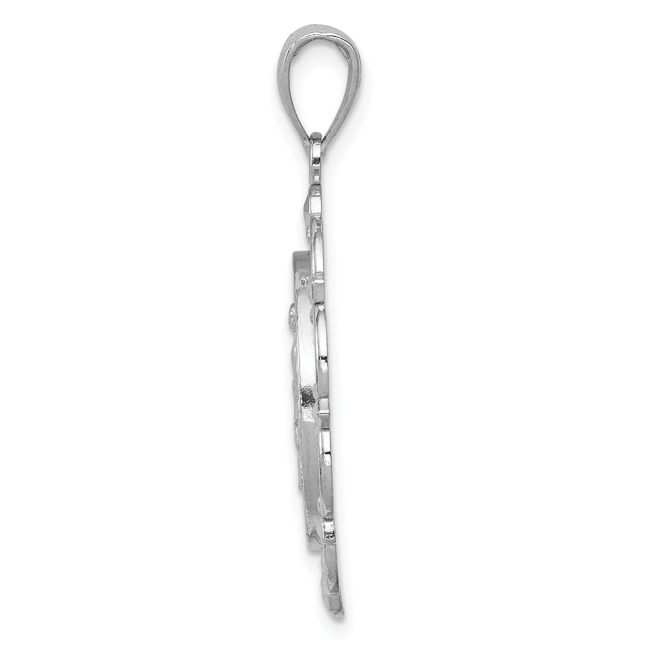 14K White Gold Miraculous Medal With Scallop Frame Pendant Secondary image