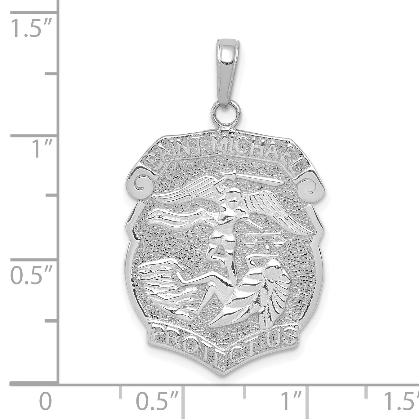 14K White Gold Polished Large Saint Michael Protect Us Medal Pendant Secondary image