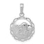 14K White Gold Polished Angel/Cherub on Round Scallop Frame Pendant