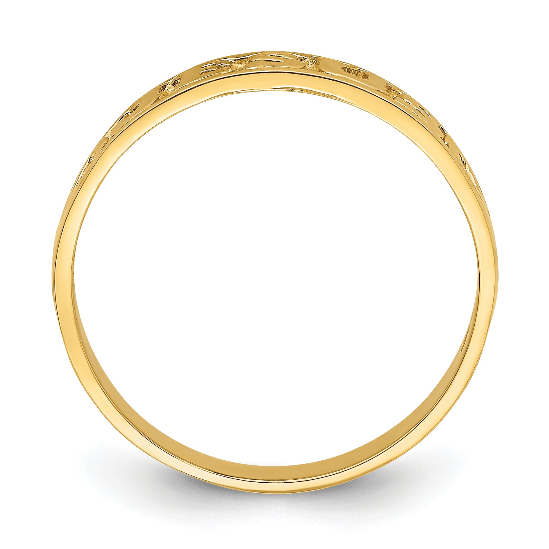 14K Gold Polished Jesus w/Hearts Ring