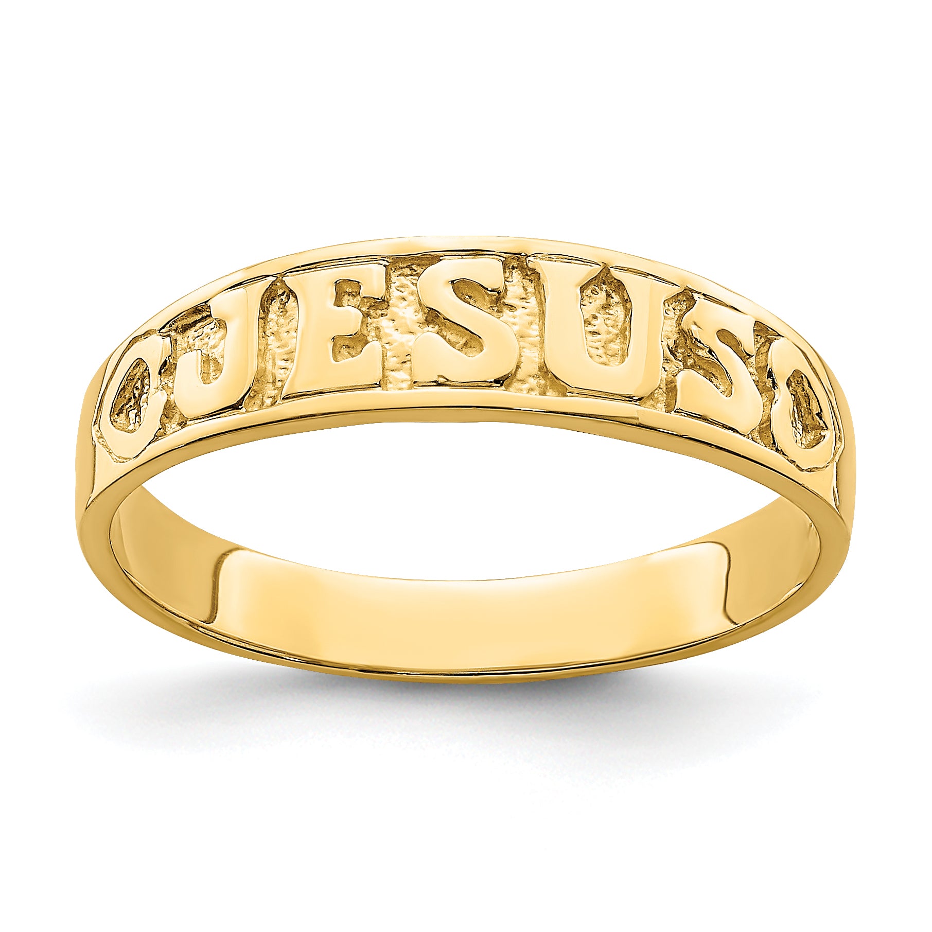 14K Gold Polished Jesus w/Hearts Ring Main image