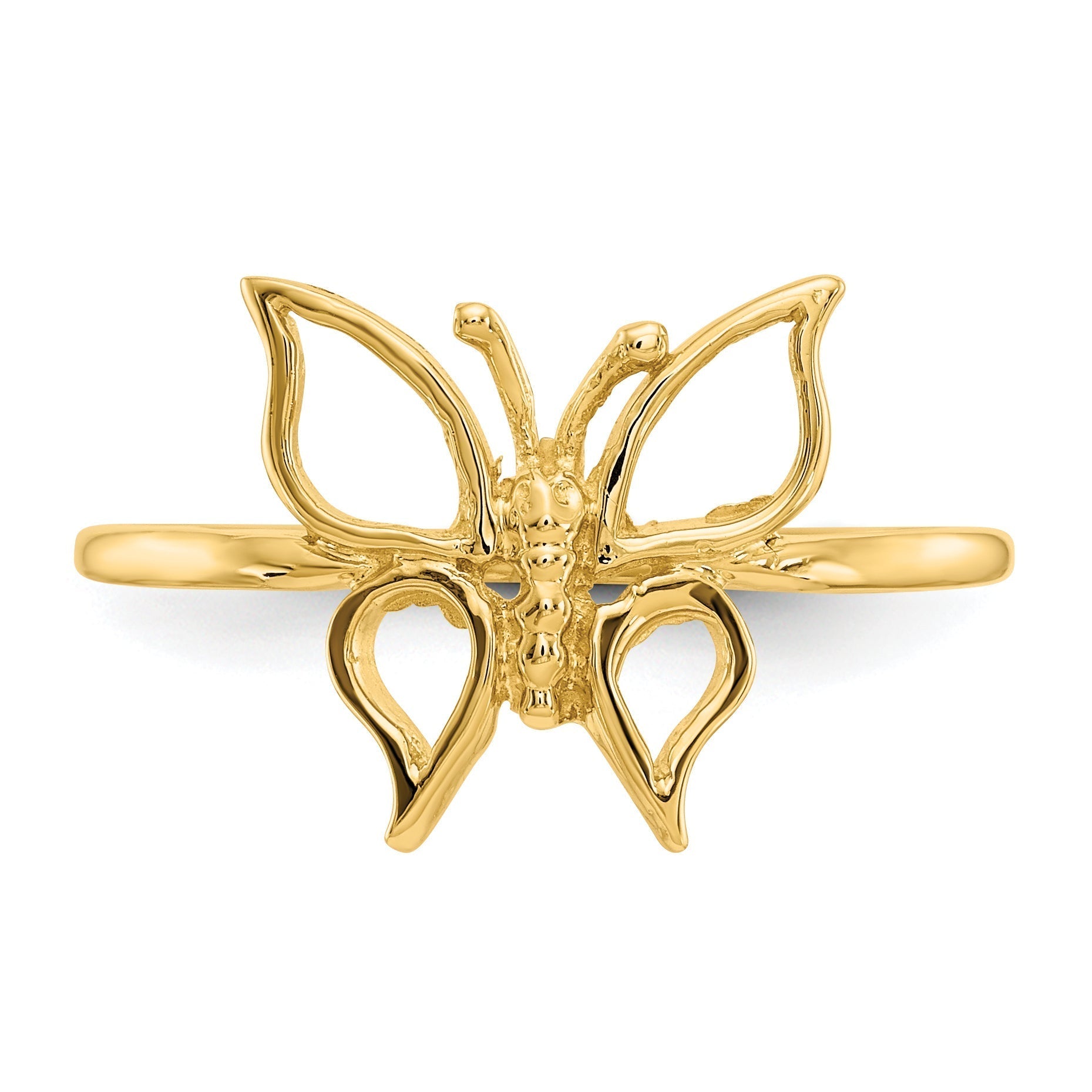 14K Gold Polished Butterfly Ring - A Symbol of Transformation and Grace