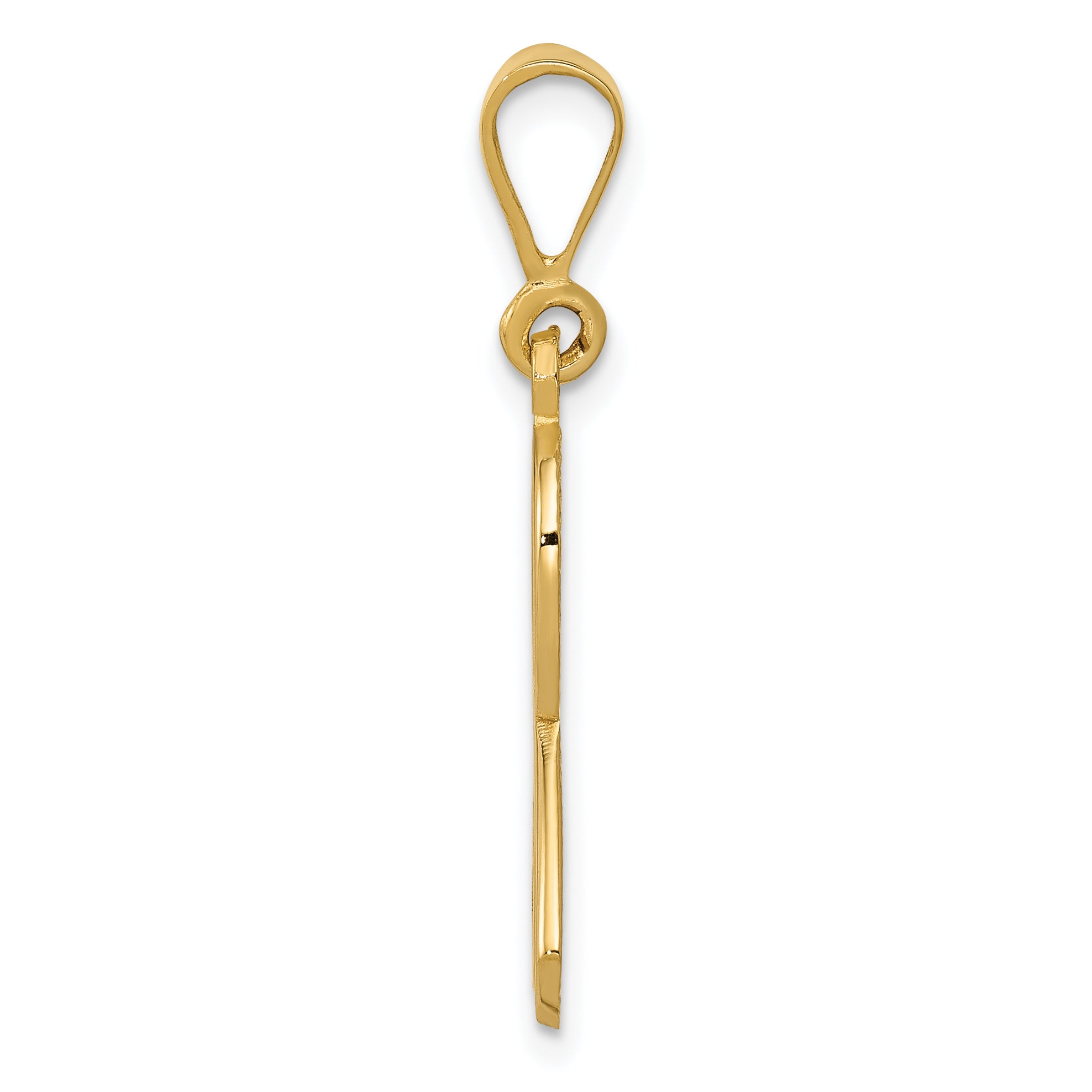 Exquisite 14K Gold Awareness Pendant With Polished Finish And Textured Design | Sophia Jewelers Secondary image