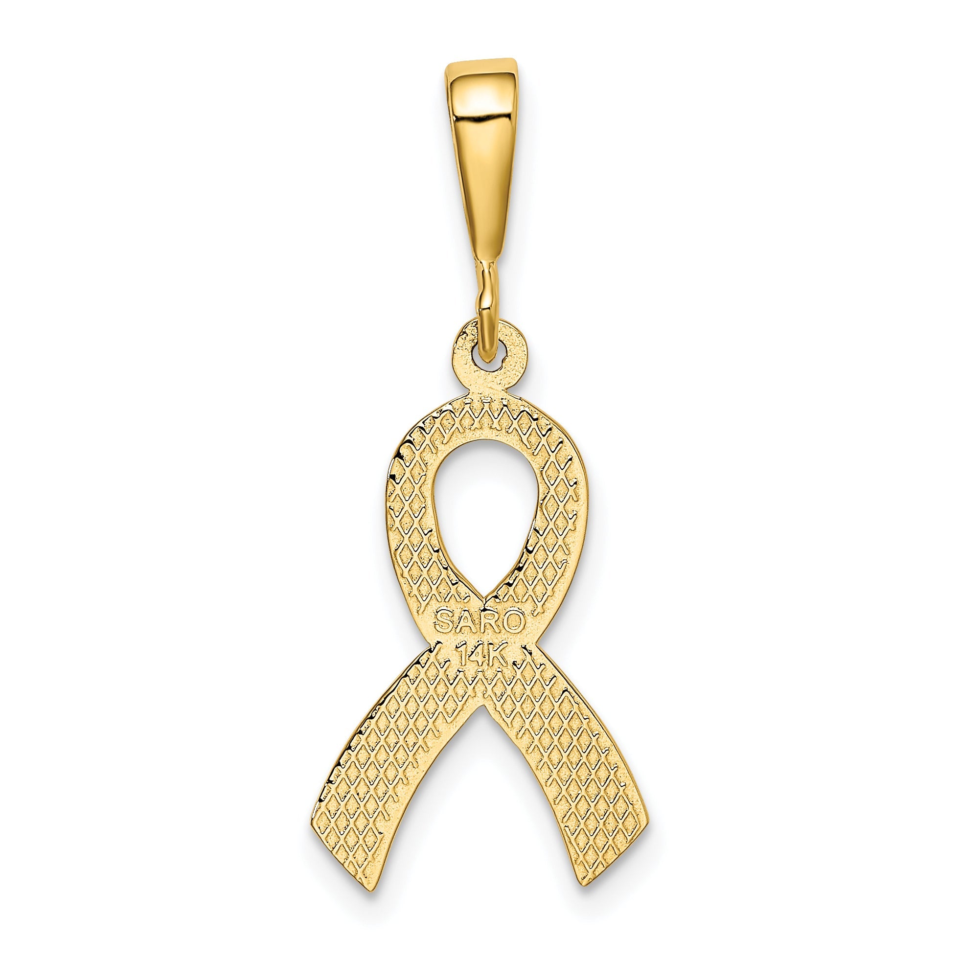 Exquisite 14K Gold Awareness Pendant With Polished Finish And Textured Design
