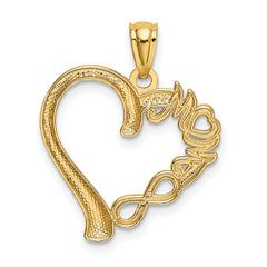14k Polished MOM in Heart with Infinity Symbol Pendant