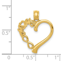 14k Polished MOM in Heart with Infinity Symbol Pendant