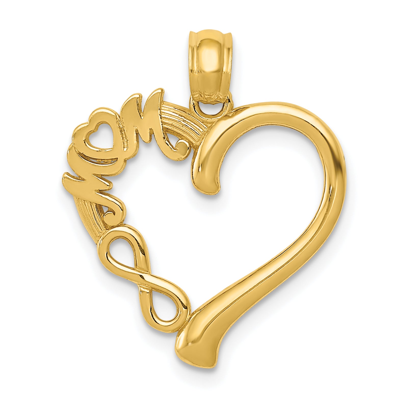 14k Polished MOM in Heart with Infinity Symbol Pendant Main image
