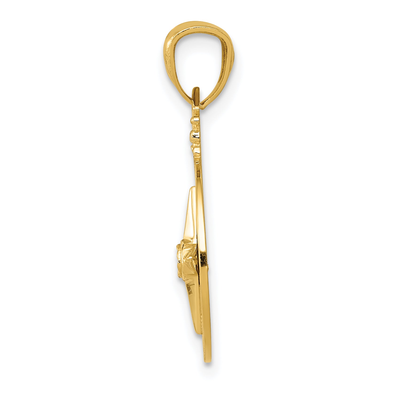 14k Diamond-cut Polished Compass Pendant Secondary image