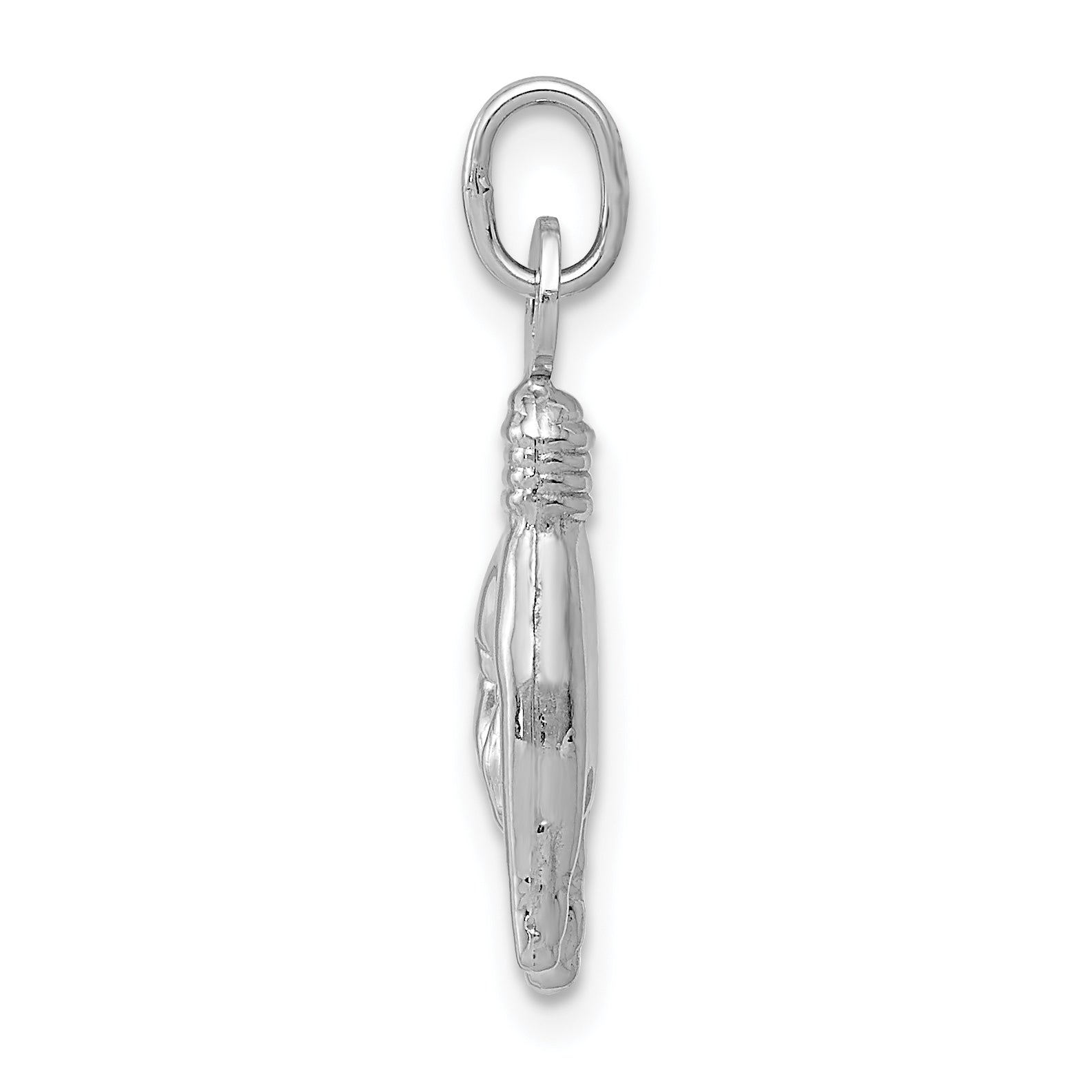 14K White Gold 3-D Rock On Sign Charm