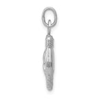 14K White Gold 3-D Rock On Sign Charm