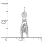 14K White Gold 3-D Rock On Sign Charm