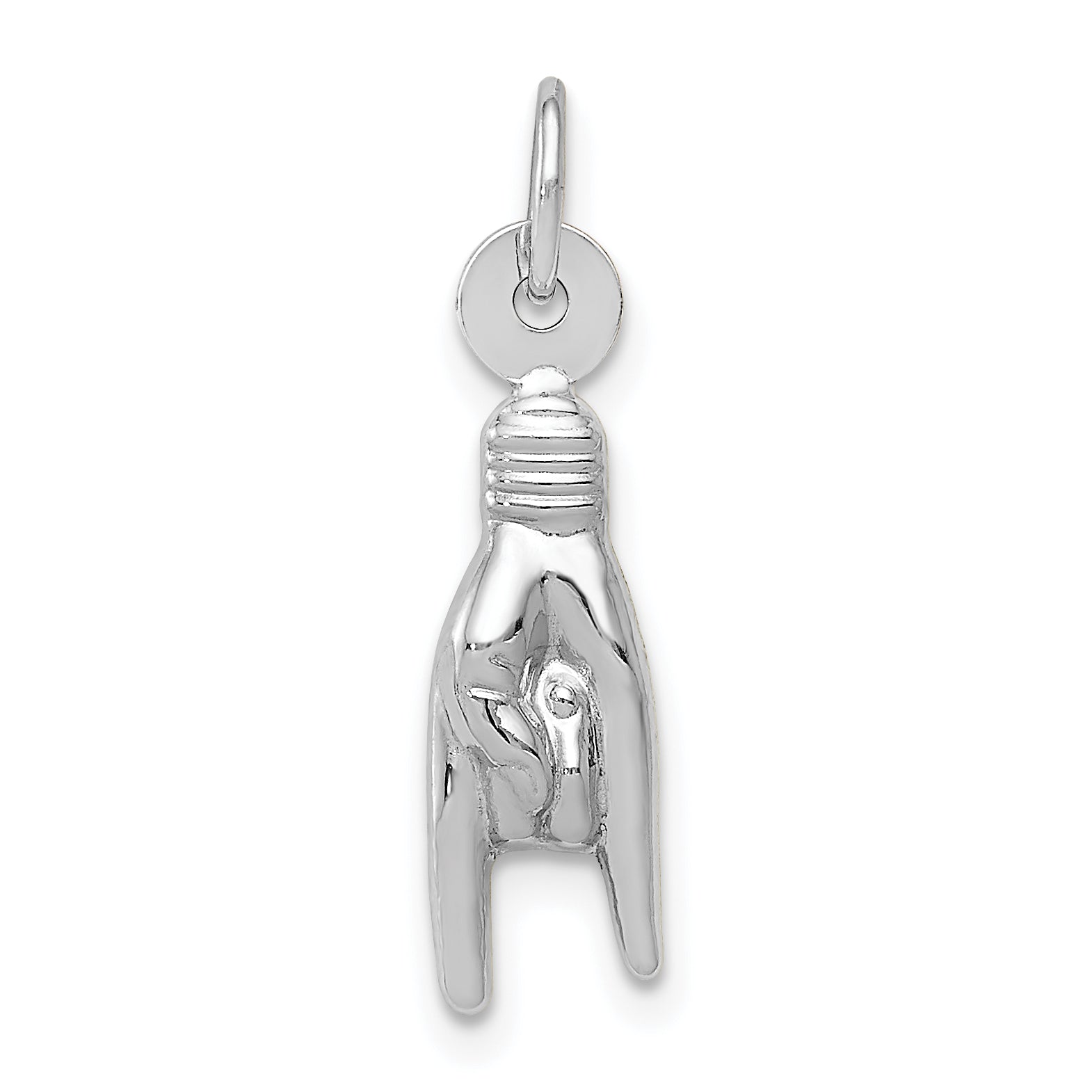 14K White Gold 3-D Rock On Sign Charm Main image