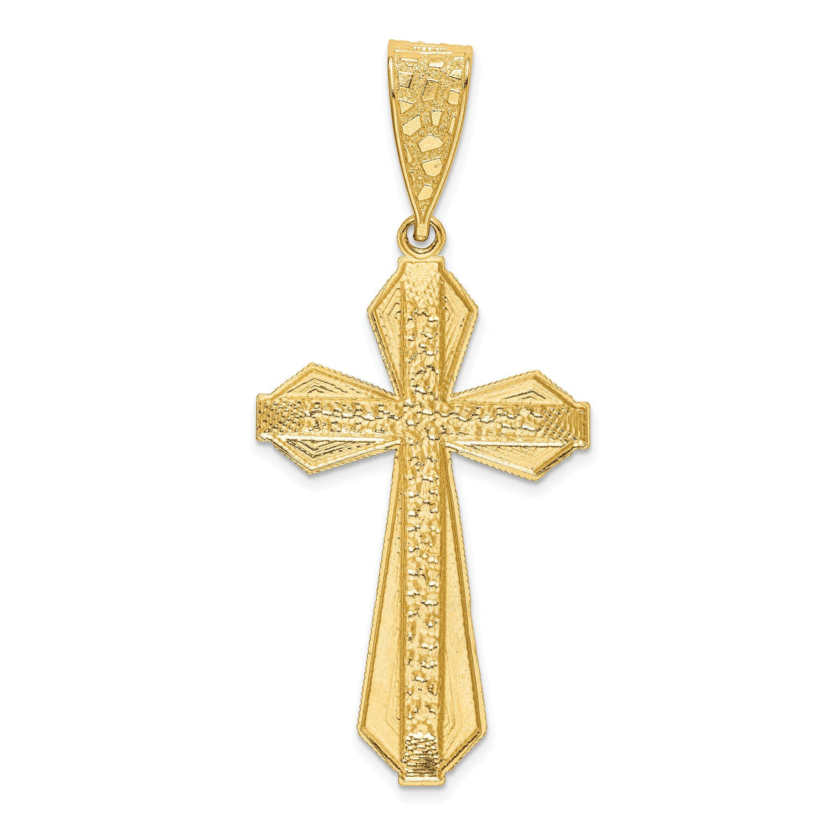 Nugget Cross Pendant in 14K Yellow Gold, 56mm Diamond-Cut - Sophia Jewelers