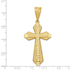 Nugget Cross Pendant in 14K Yellow Gold, 56mm Diamond-Cut - Sophia Jewelers