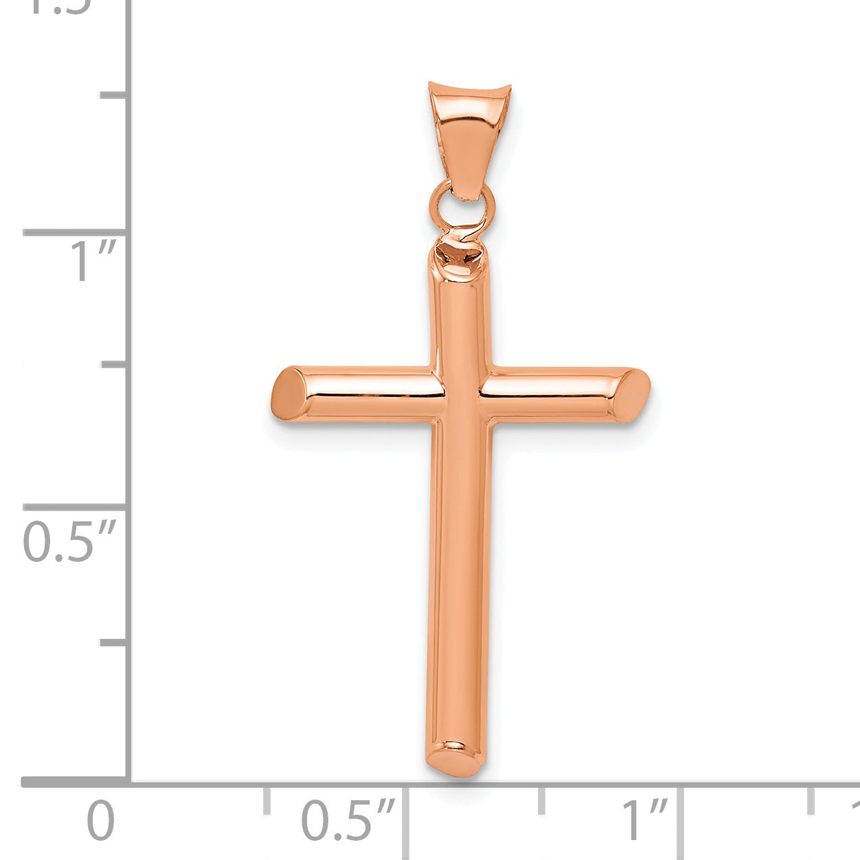14k Rose Gold Polished Tube Cross Pendant Secondary image