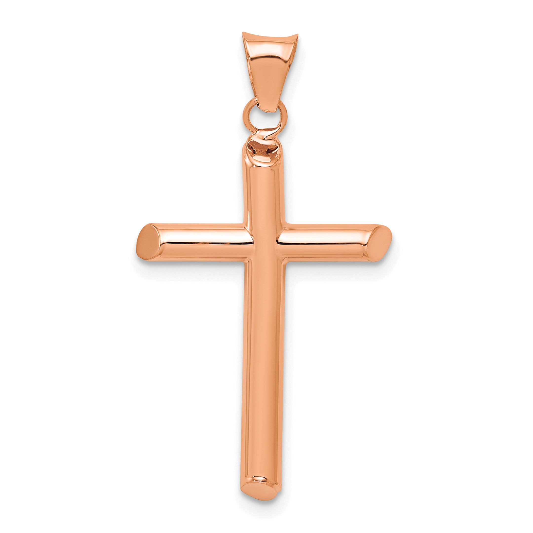 14k Rose Gold Polished Tube Cross Pendant Main image