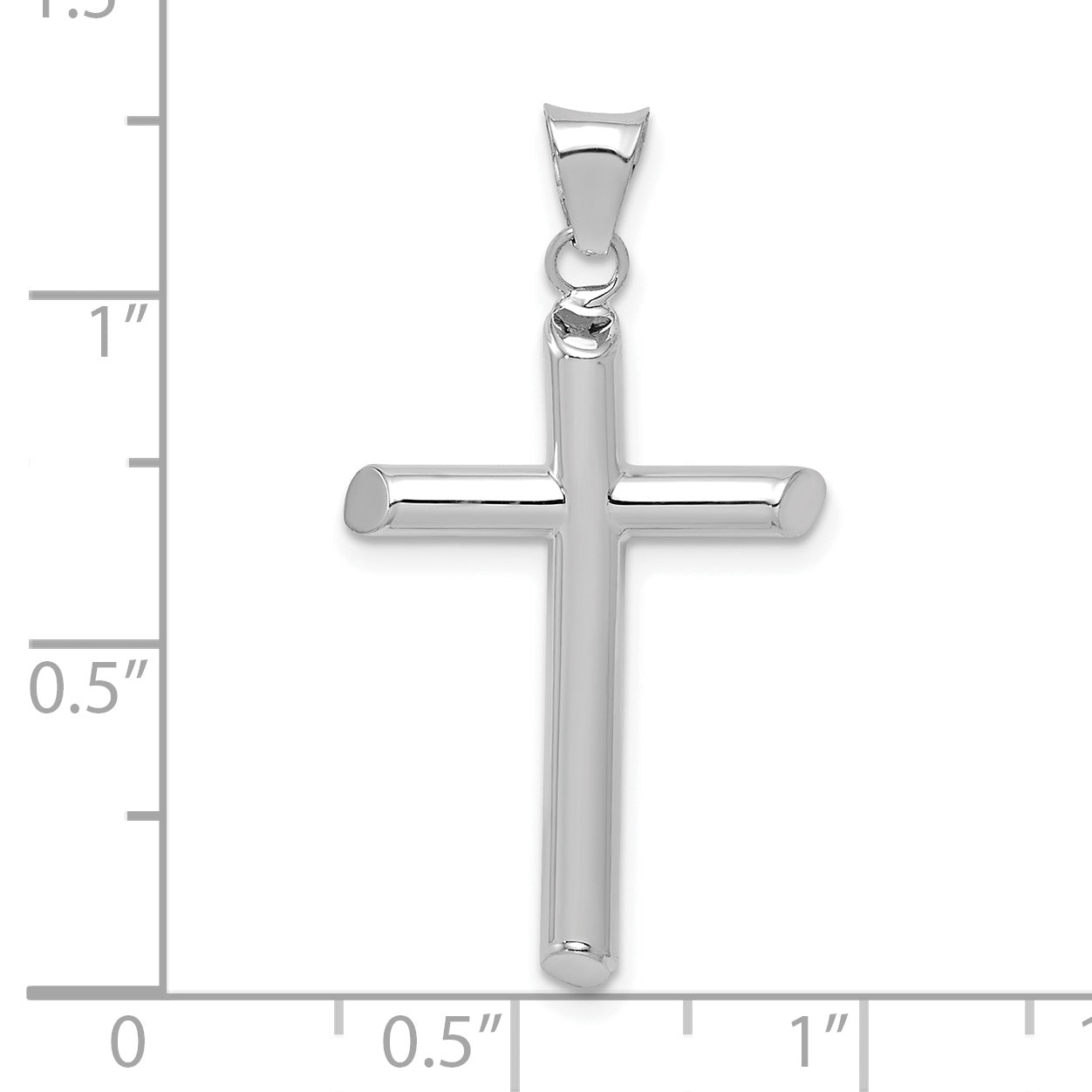 14k White Gold Polished Tube Cross Pendant