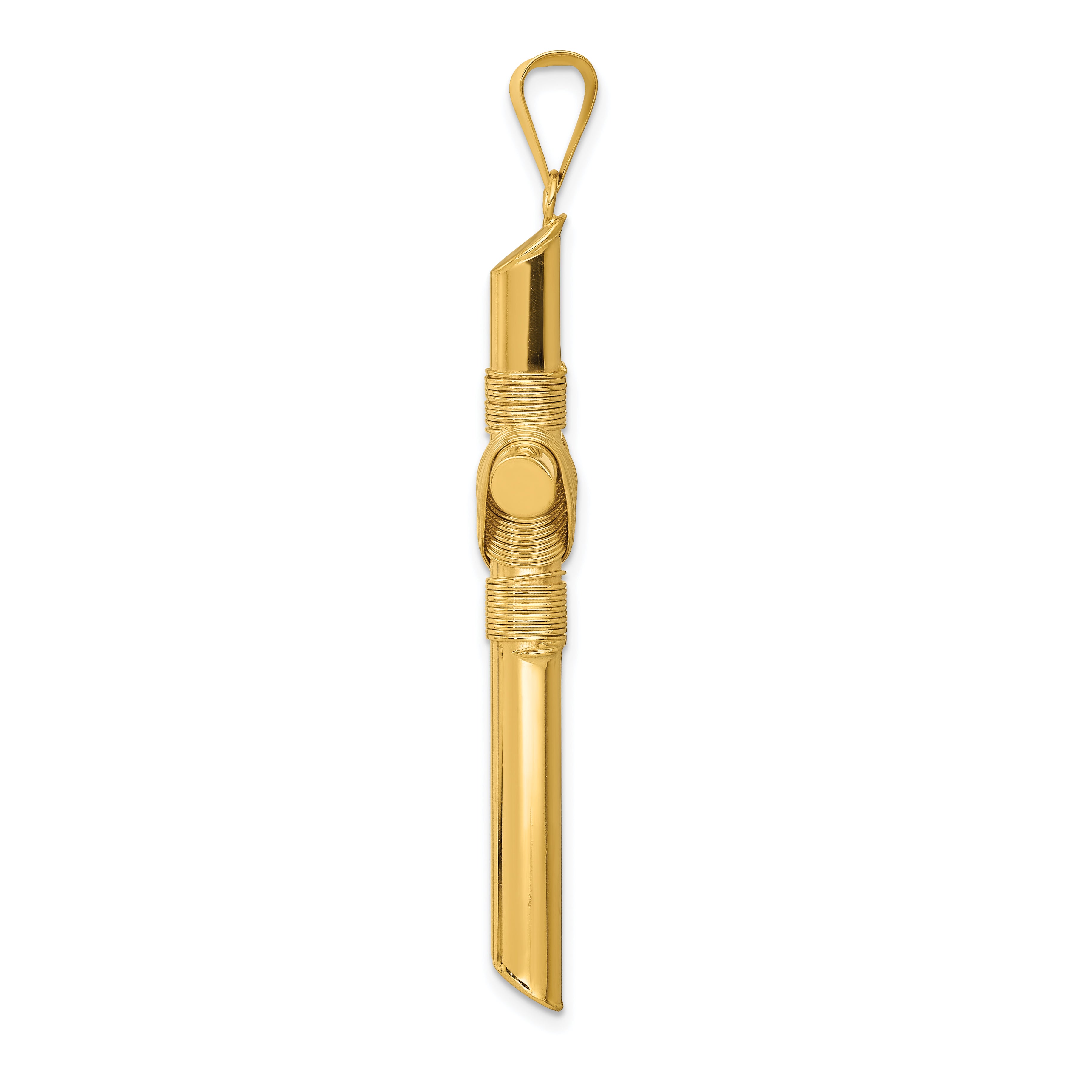 14K Polished with Center Wrap Tube Cross Pendant