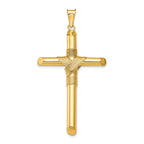 14K Polished with Center Wrap Tube Cross Pendant