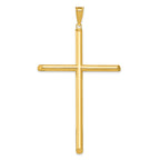 14k Extra Large Polished Tube Cross Pendant