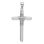 14K White Gold with Center Wrap Tube Cross Pendant