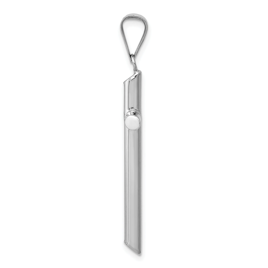 14k White Gold Polished Tube Cross Pendant