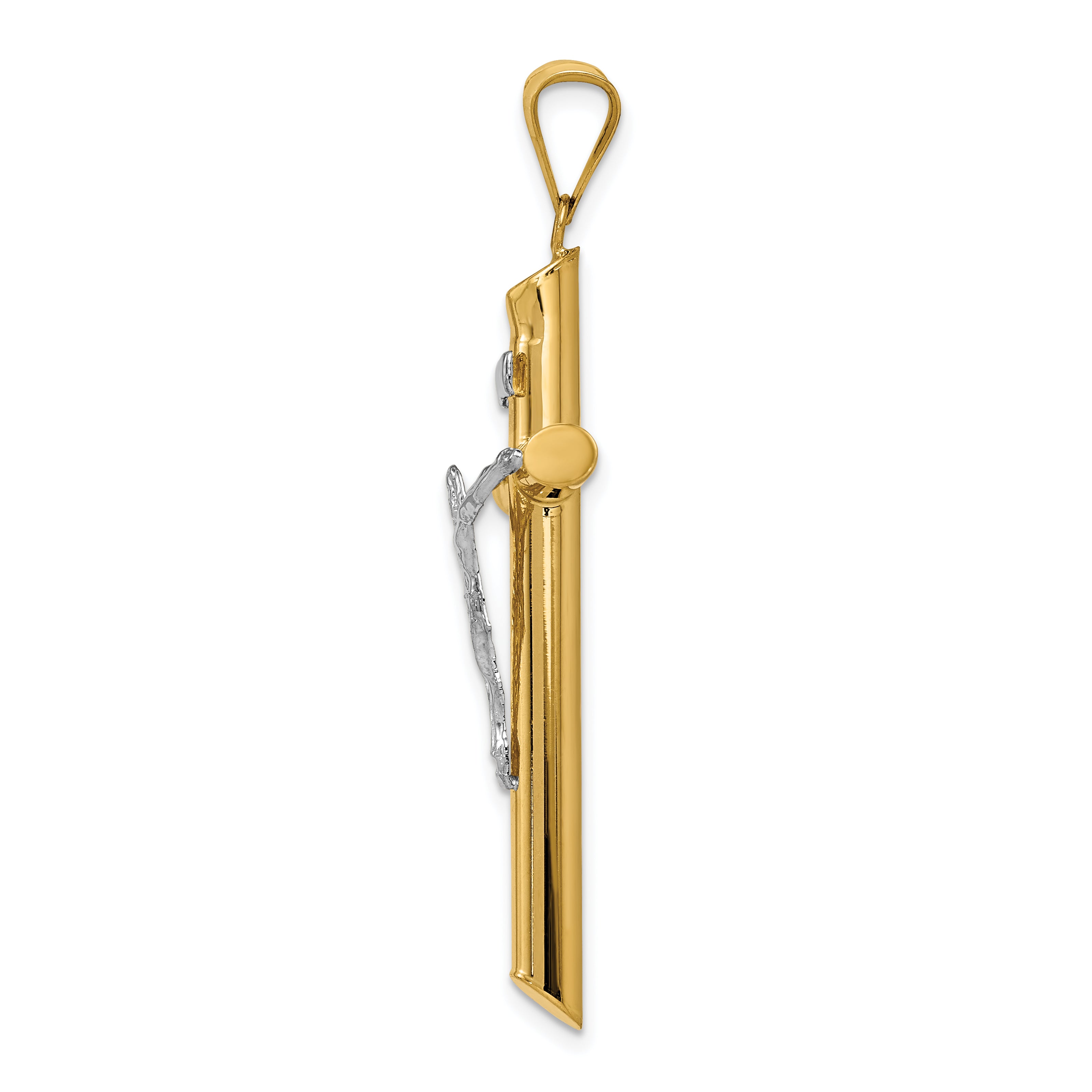 14k Two-Tone Polished Crucifix Pendant Secondary image