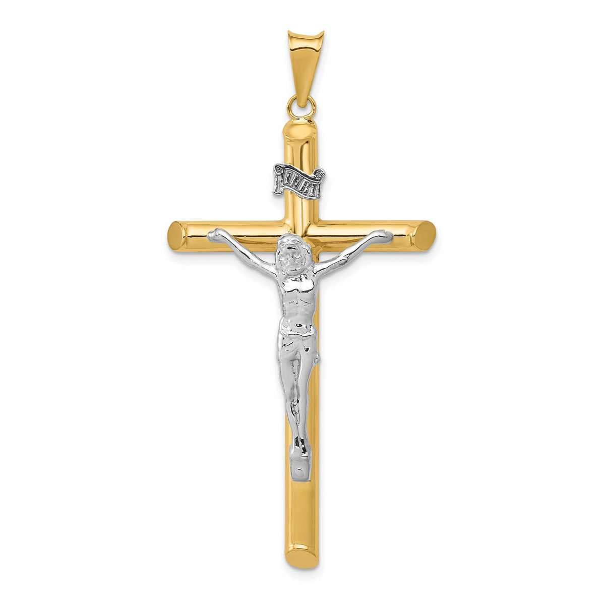 Crucifix Pendant in 14K Two-Tone Gold, 57mm - Sophia Jewelers Main image