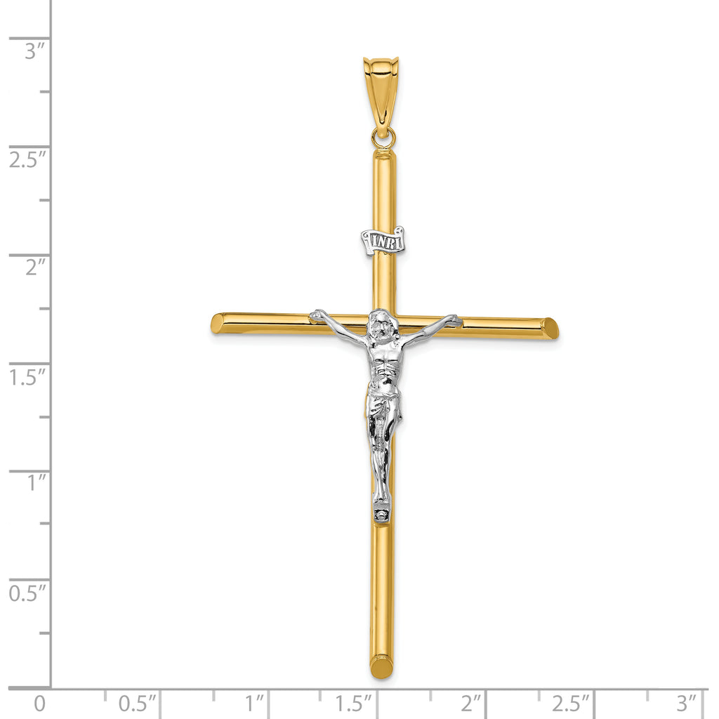 14k Two-Tone Polished Jesus Crucifix Pendant