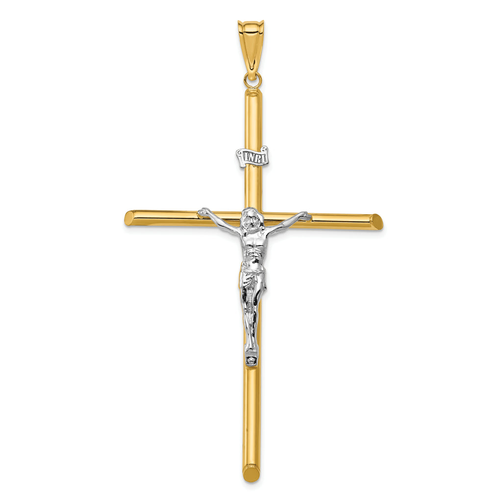 14k Two-Tone Polished Jesus Crucifix Pendant