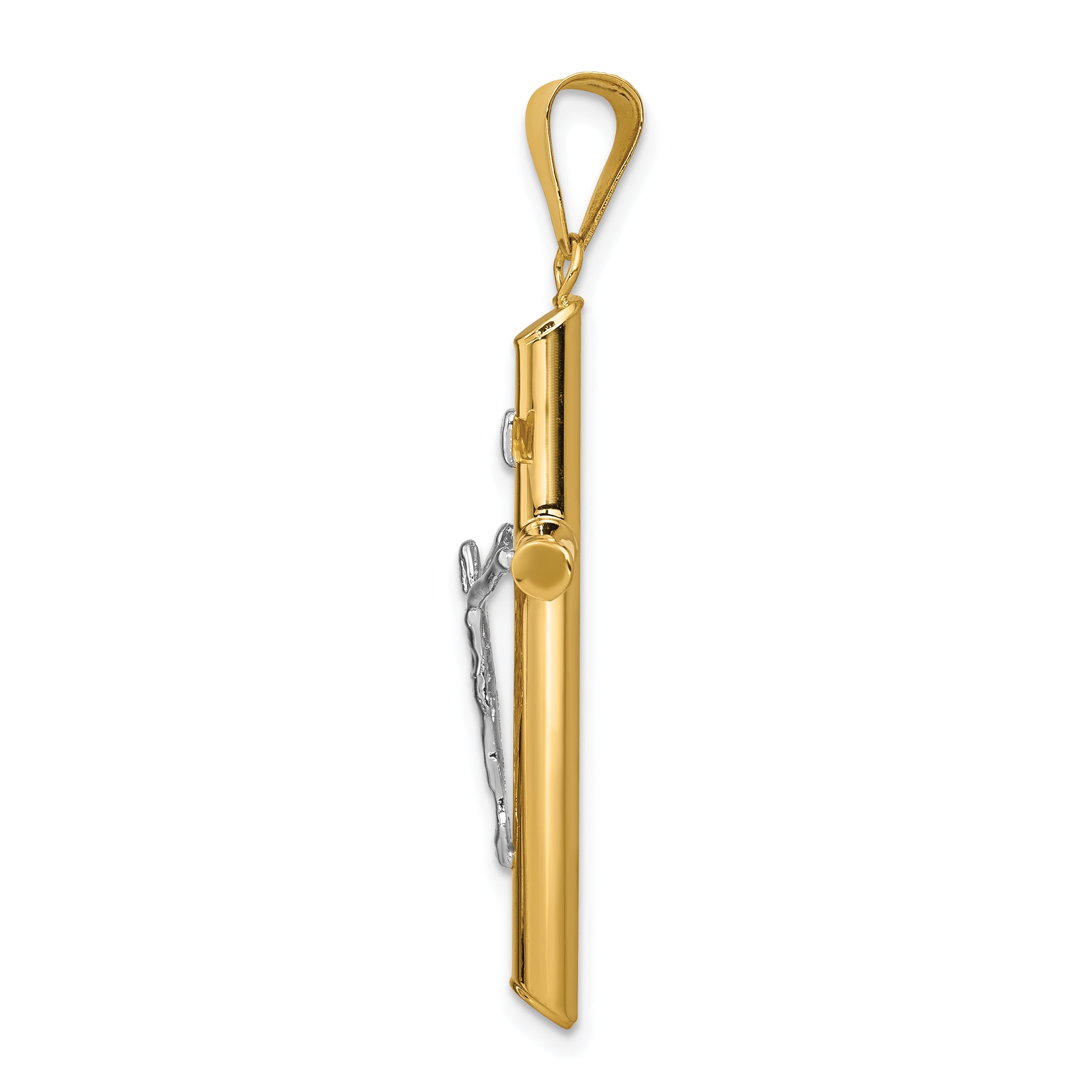 14k Two-Tone Polished INRI Crucifix Pendant