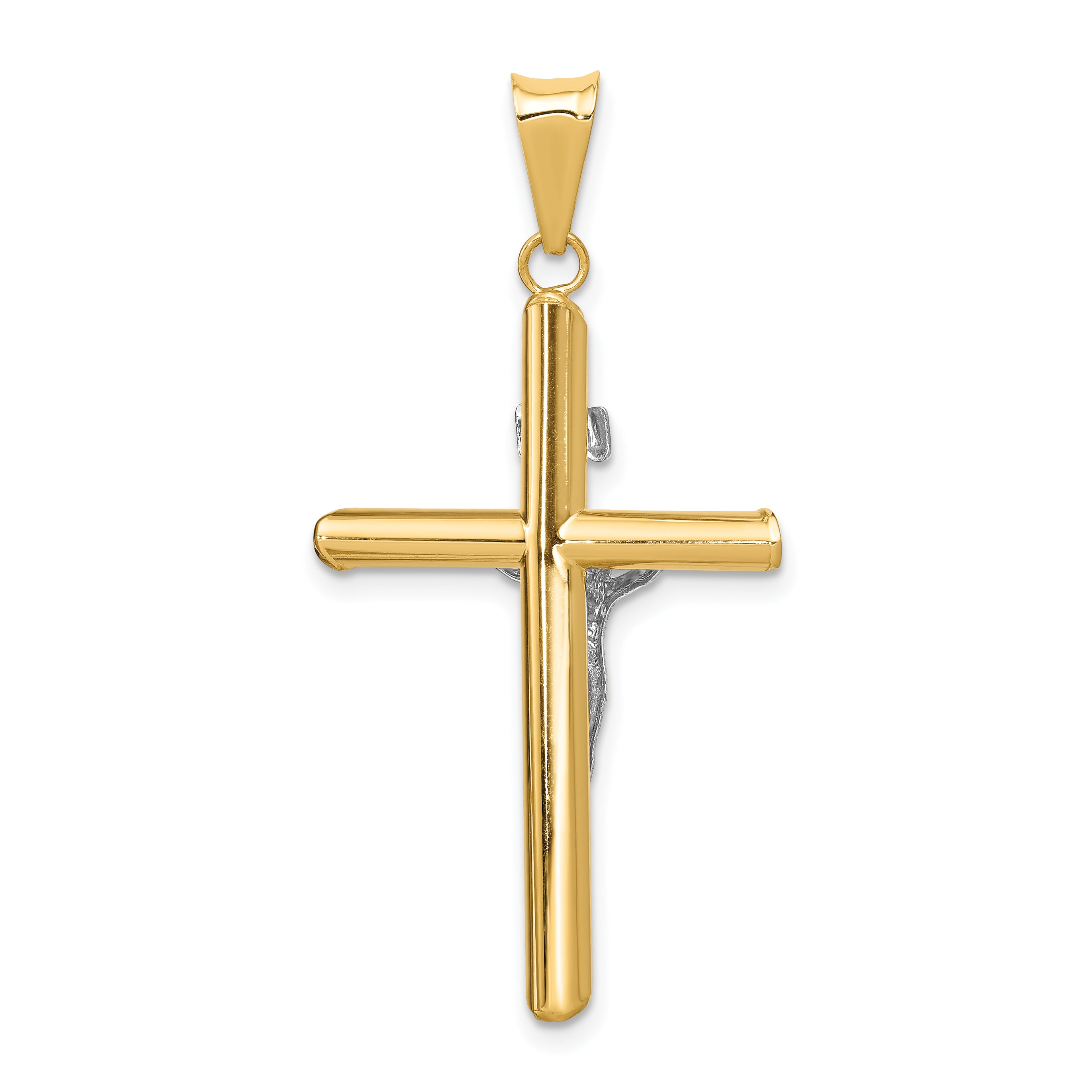 14k Two-Tone Polished INRI Crucifix Pendant