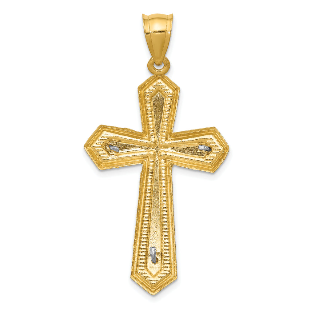 14K Two-Tone Gold Diamond-Cut and Polished Passion Crucifix Pendant