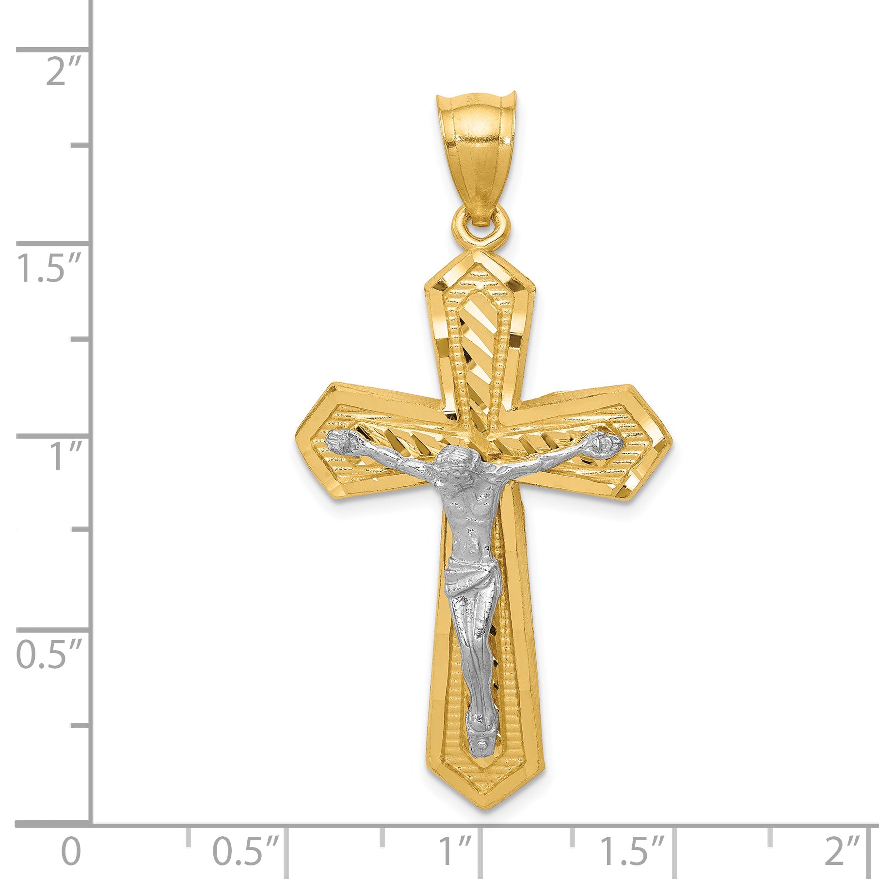 14K Two-Tone Gold Diamond-Cut and Polished Passion Crucifix Pendant