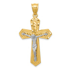 14K Two-Tone Gold Diamond-Cut and Polished Passion Crucifix Pendant