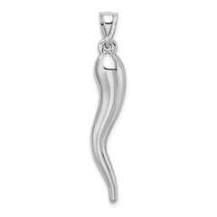 14k White Gold Hollow 3-D Italian Horn Pendant