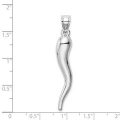 14k White Gold Hollow 3-D Italian Horn Pendant