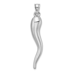 14k White Gold Hollow 3-D Italian Horn Pendant