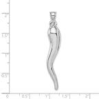 14k White Gold Hollow 3-D Italian Horn Pendant