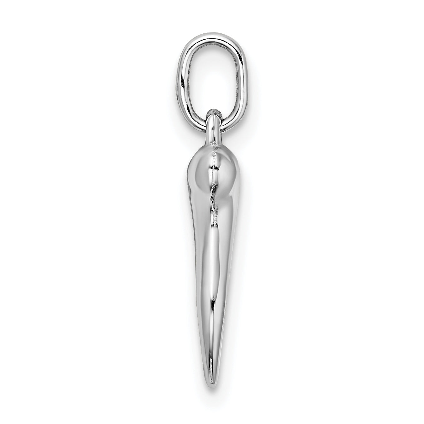 14k White Gold Hollow Italian Horn Pendant Secondary image