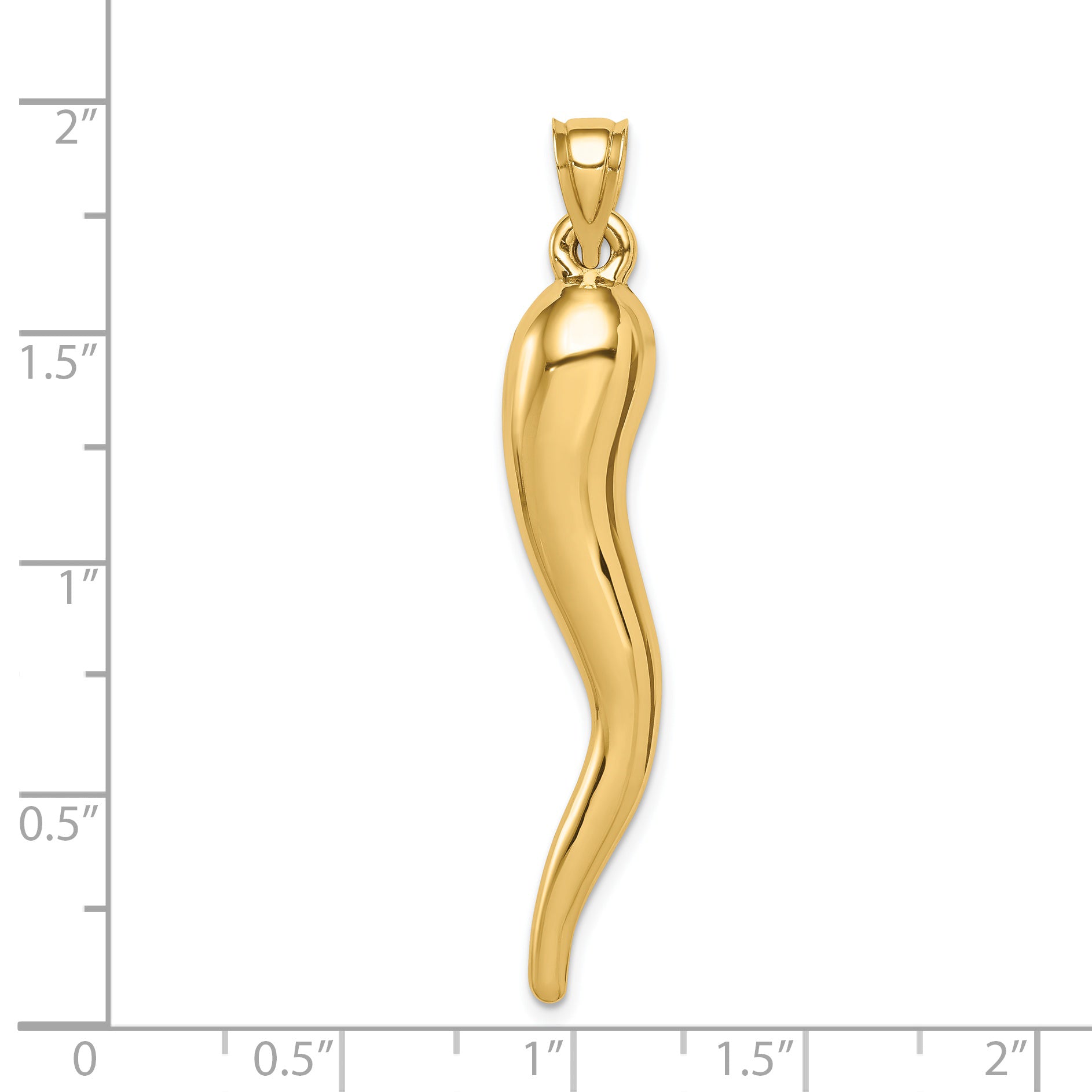 14k Hollow 3-D Italian Horn Pendant