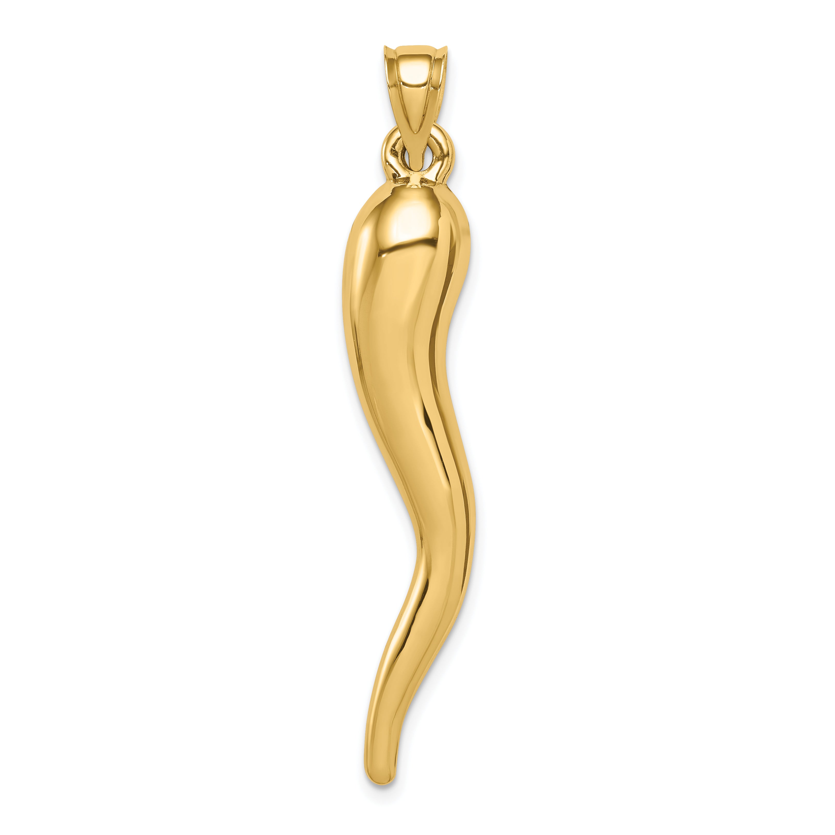 14k Hollow 3-D Italian Horn Pendant Main image