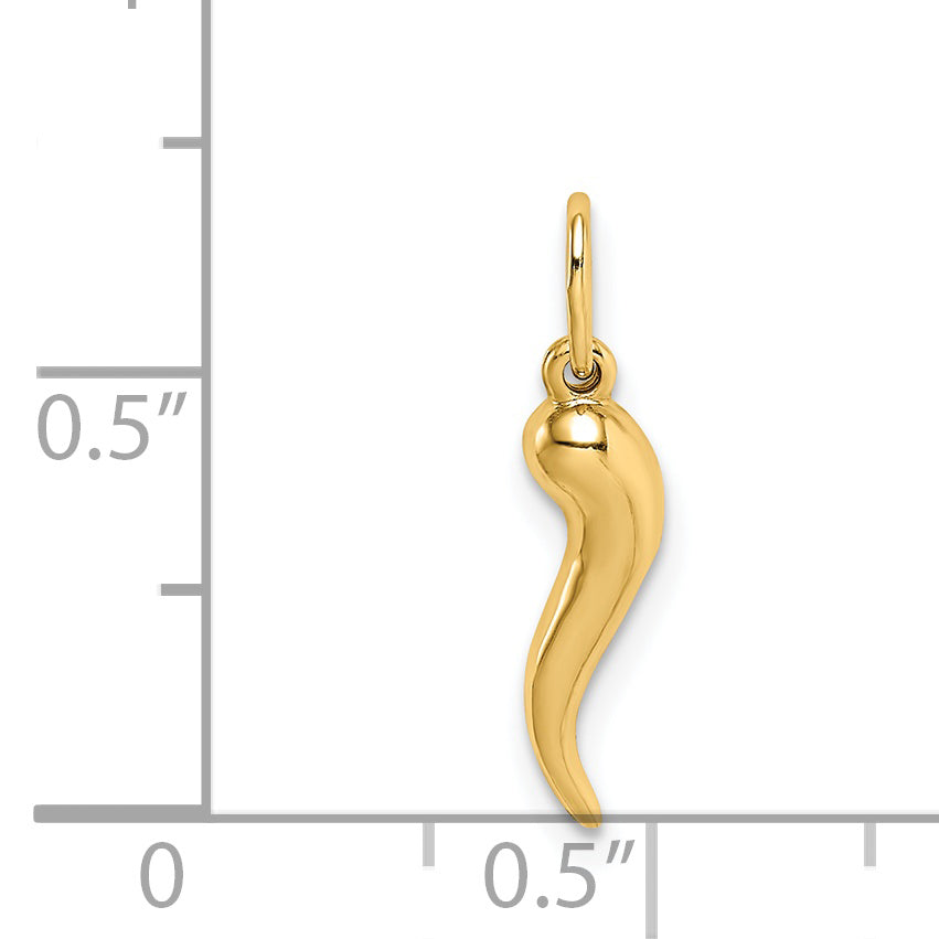 14k Hollow Italian Horn Pendant