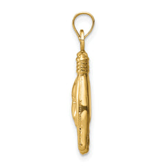14K 3-D Hollow Rock On Sign Charm