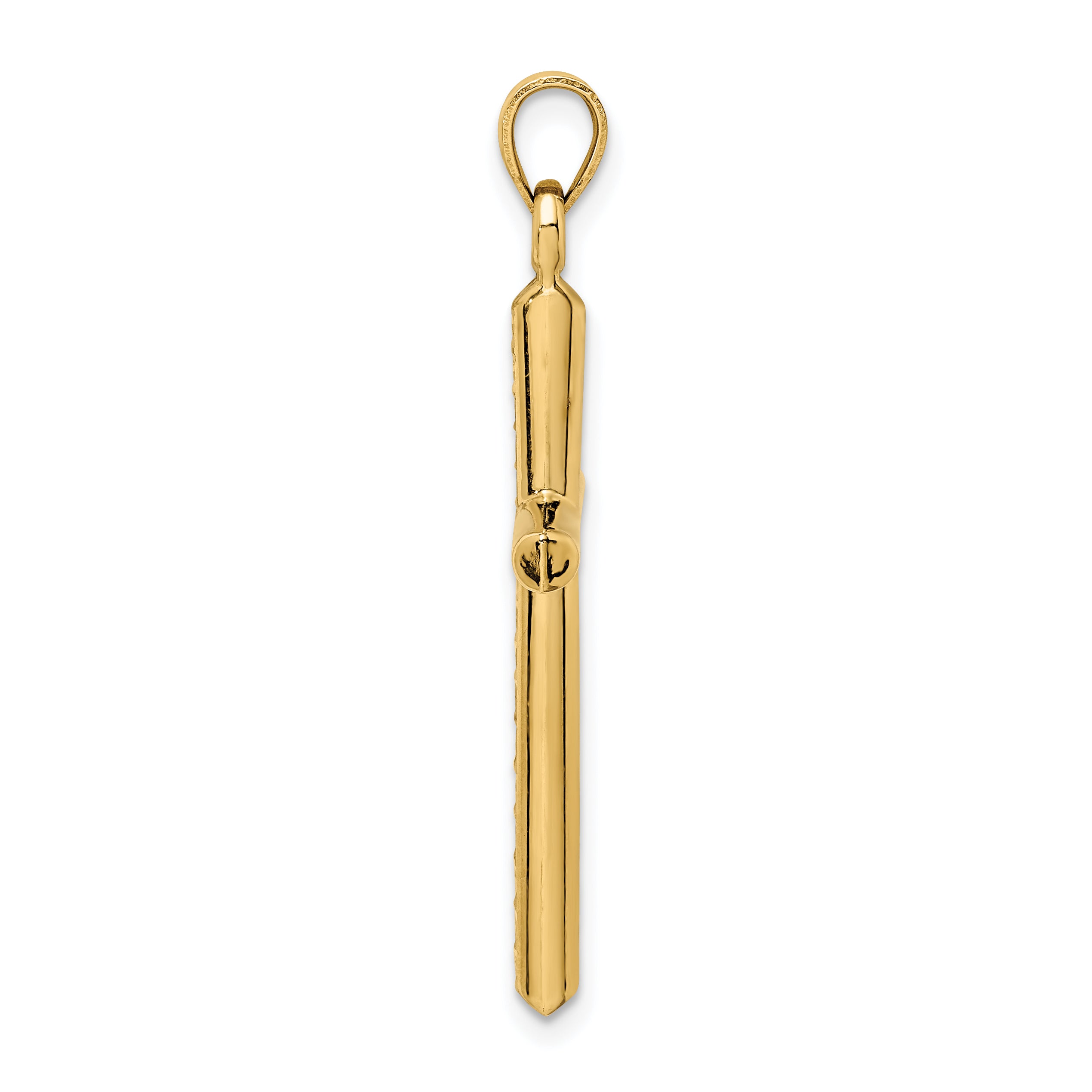 14k Hollow Diamond-cut Cross Pendant Secondary image