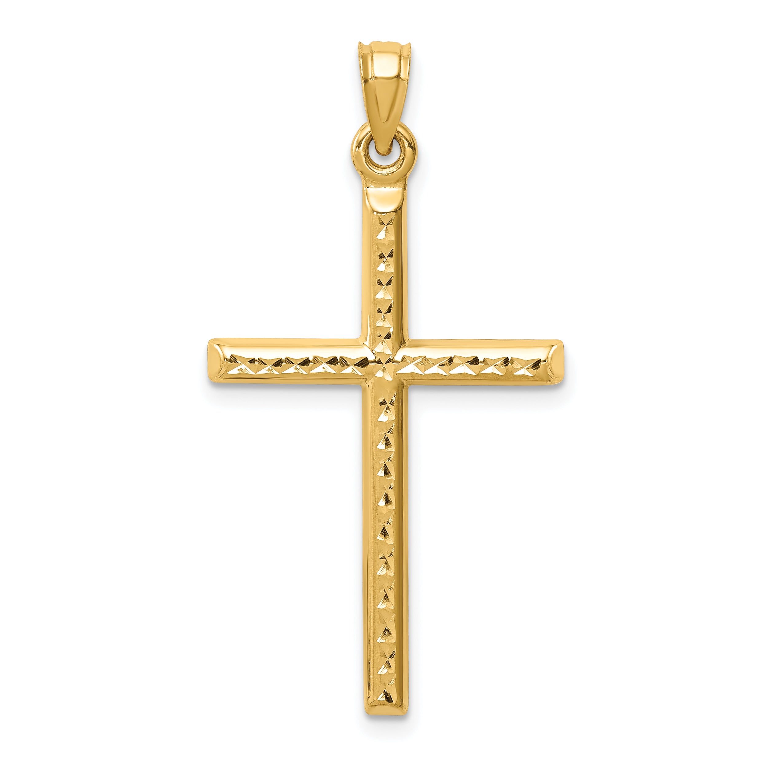 14k Hollow Diamond-cut Cross Pendant Main image