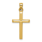 14k Hollow Diamond-cut Cross Pendant