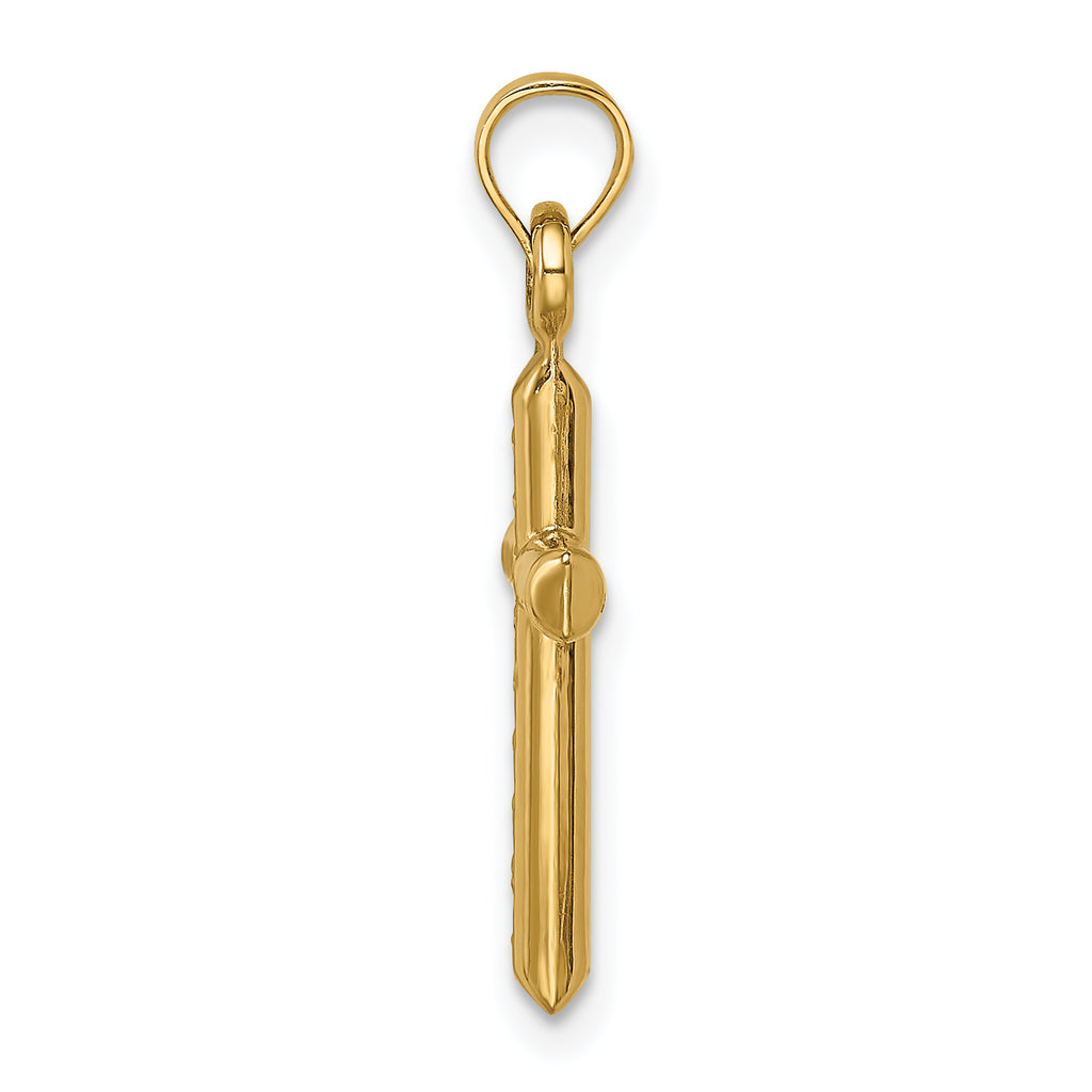 14k Hollow Diamond-cut Cross Pendant